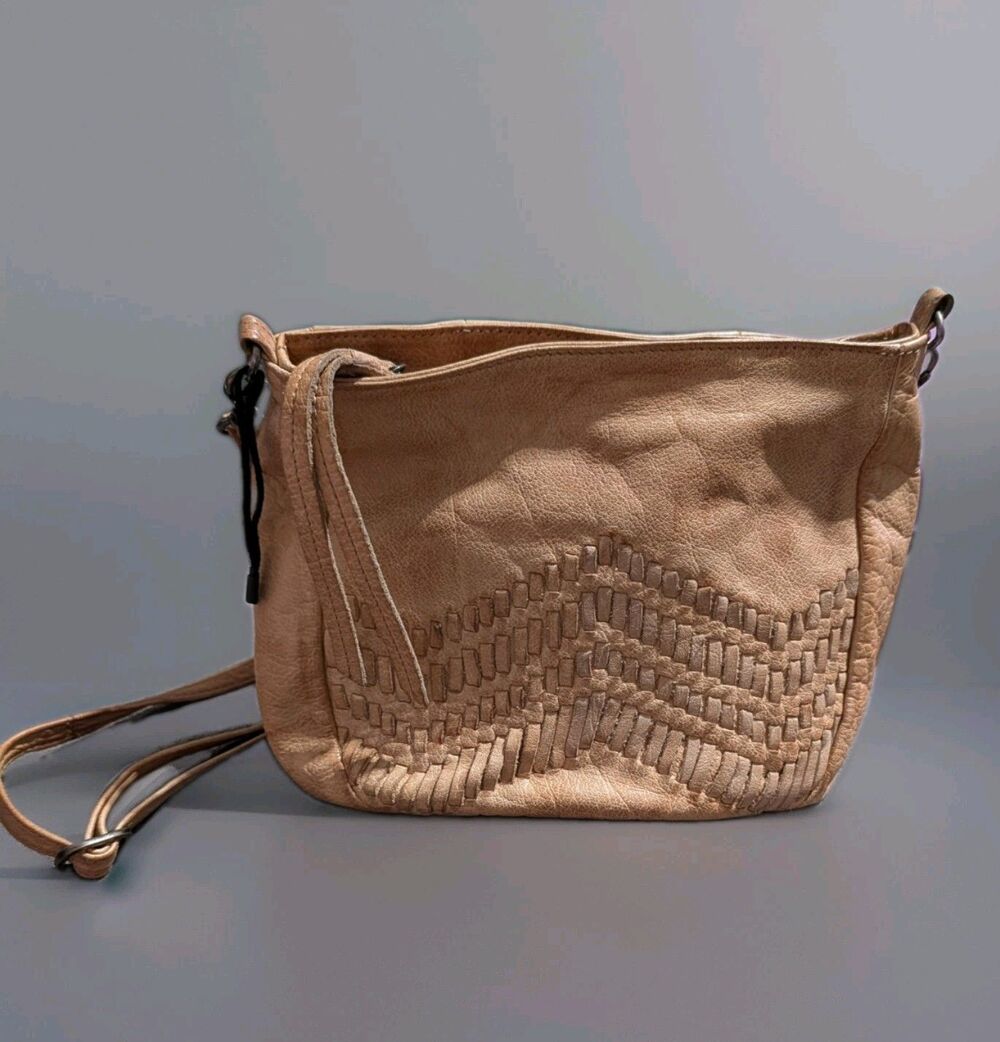 Day & Mood Tan Leather Shoulder Bag Crossbody Boho Cognac Camel Hobo Purse